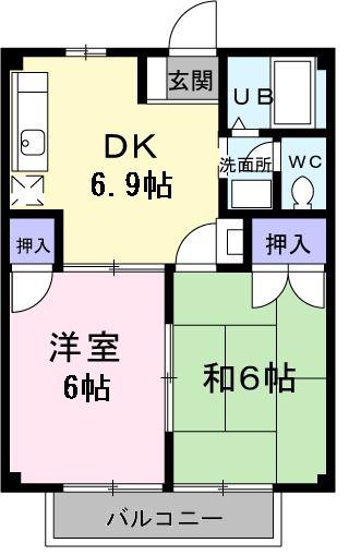 サンライトハイツ(2DK/2階)の間取り写真