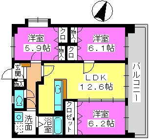 グラシア有田(3LDK/2階)の間取り写真