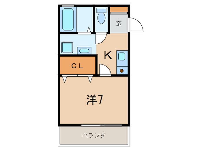 シャロン芦屋(1K/2階)の間取り写真