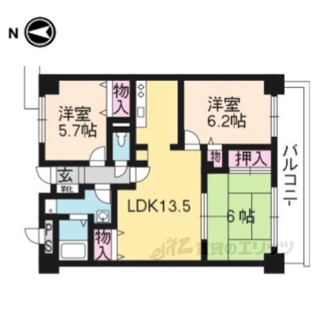 アパルトマンクレール(3LDK/2階)の間取り写真