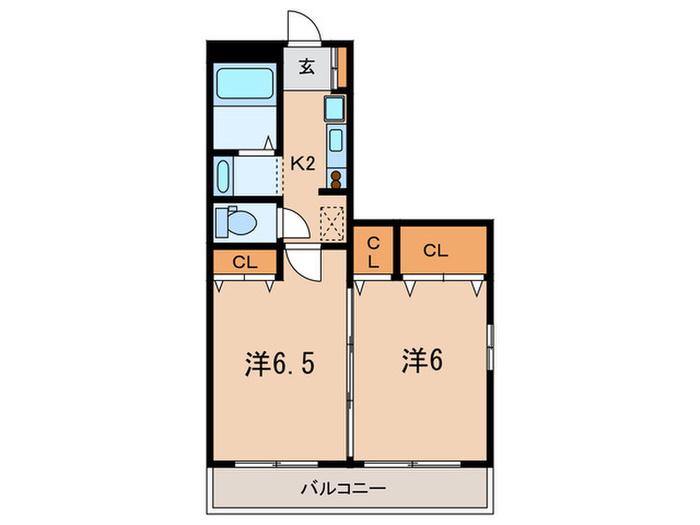 グランドテラス川崎(2K/3階)の間取り写真