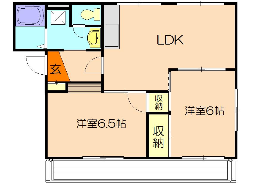 ファームハイツB(2LDK/2階)の間取り写真