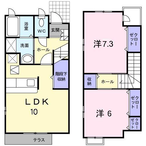 グランシエルS II(2LDK/1階)の間取り写真
