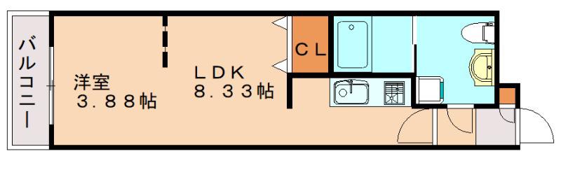 QUADOR姪浜(1LDK/4階)の間取り写真