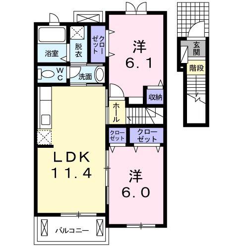 ファミーユ(2LDK/2階)の間取り写真