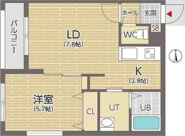 LIGHTNING BLD(1LDK/5階)の間取り写真