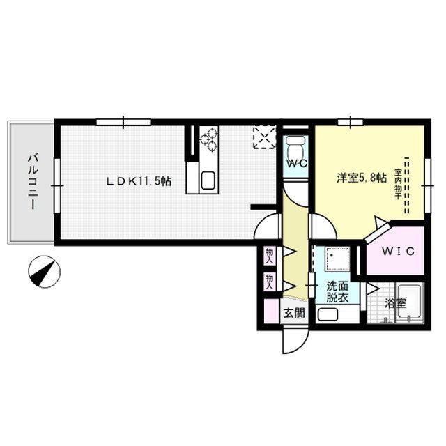 D-ROOM博多麦野 弐番館(1LDK/1階)の間取り写真