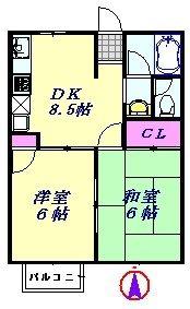 サンヒルズ東大宮 B棟(2DK/1階)の間取り写真