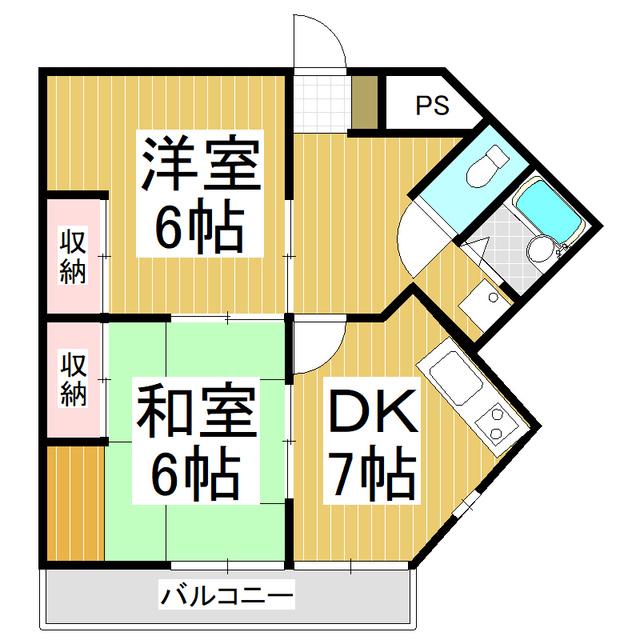 シェトワ上郷(2DK/1階)の間取り写真