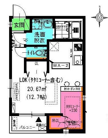 LUCIA HILLS荒子(1SK/3階)の間取り写真