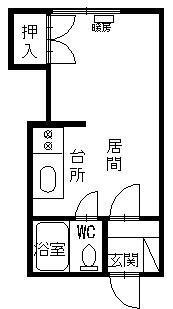 コーポみたに(ワンルーム/2階)の間取り写真