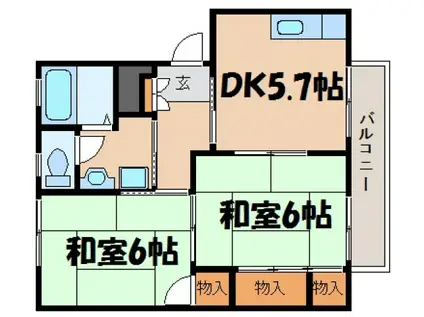 ベルメゾンイシダ(2DK/2階)の間取り写真