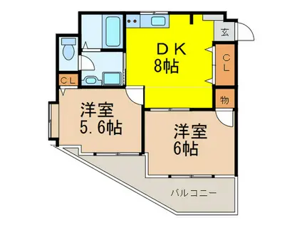 クラウド高宮(2DK/4階)の間取り写真