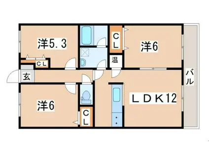 ブレインマンション(3LDK/1階)の間取り写真