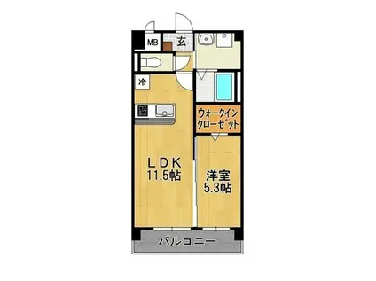 エスペランサ久留米駅南(1LDK/3階)の間取り写真