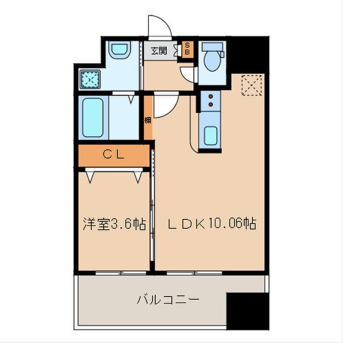 ランドマーク和白(1LDK/7階)の間取り写真