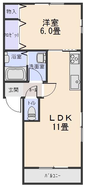 ビレッジ上力(1LDK/2階)の間取り写真