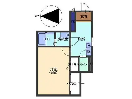 ガレリア チョコ キューブ(1K/1階)の間取り写真