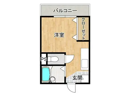 アマデウス(ワンルーム/2階)の間取り写真