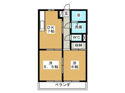 ドエル石田(2DK/1階)の間取り写真