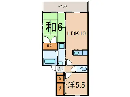 セントラルアイル(2LDK/2階)の間取り写真