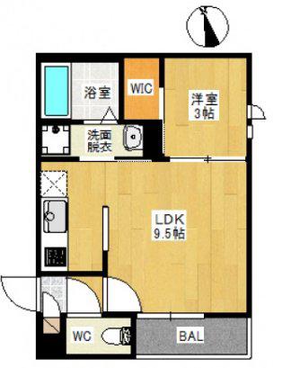 GRANDTIC江波本町(1LDK/1階)の間取り写真