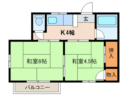 ハイツ村上(2K/2階)の間取り写真