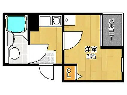 デイズ桜川II(1K/6階)の間取り写真