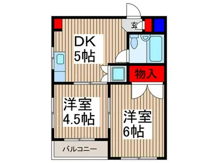 アビタシオン元町(2DK/4階)の間取り写真