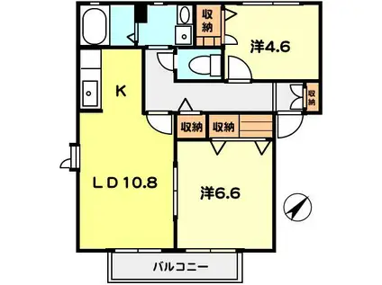 SHAMAISON カーサソレアードII(2LDK/1階)の間取り写真