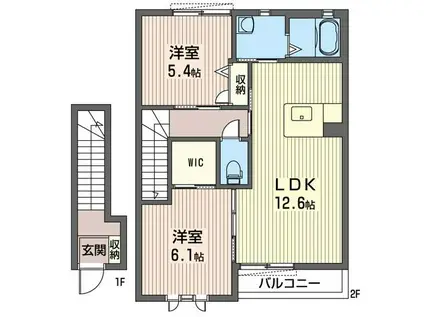 CHIHIRO HOUSE B(2LDK/2階)の間取り写真
