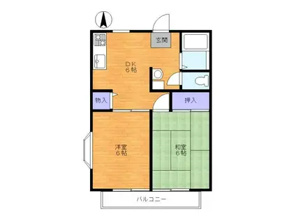 エステート山崎A棟(2DK/1階)の間取り写真