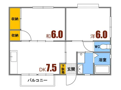高山アパートI(2LDK/2階)の間取り写真