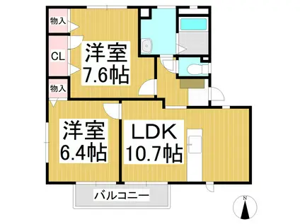 フォーレス広田 C(2LDK/2階)の間取り写真
