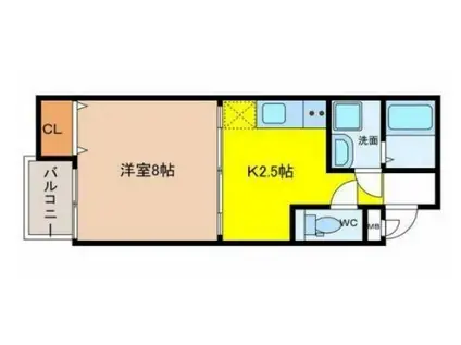 FELIZ北助松(1K/1階)の間取り写真
