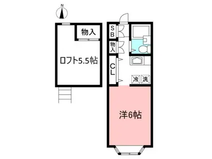 パティオヴィラ(1K/2階)の間取り写真