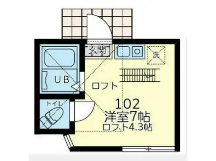 ユナイト山手ティレニア(ワンルーム/2階)の間取り写真