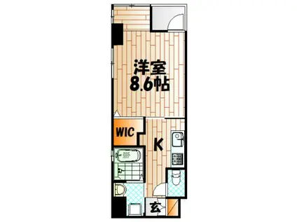 アルバース三萩野(1K/5階)の間取り写真