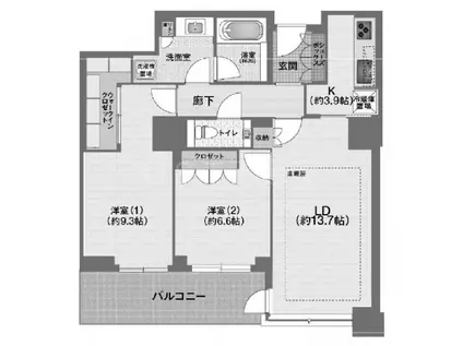 グランフロント大阪オーナーズタワー(2LDK/33階)の間取り写真
