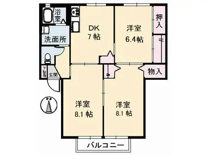 クレール高松(3DK/1階)の間取り写真