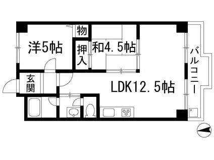 ハイツ多田(2LDK/2階)の間取り写真