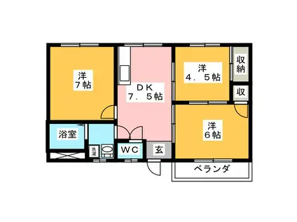 ドミトリーL(3LDK/3階)の間取り写真