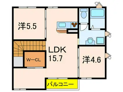 シャーメゾン安倉(2LDK/2階)の間取り写真