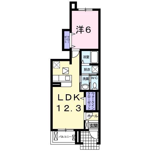 フロントリバー・サンIII(1LDK/1階)の間取り写真