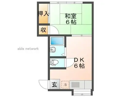 カーサベルポンテA(1DK/2階)の間取り写真