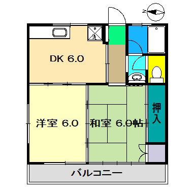 山岡マンション(2DK/1階)の間取り写真