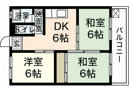 コーポ沖(3DK/2階)の間取り写真