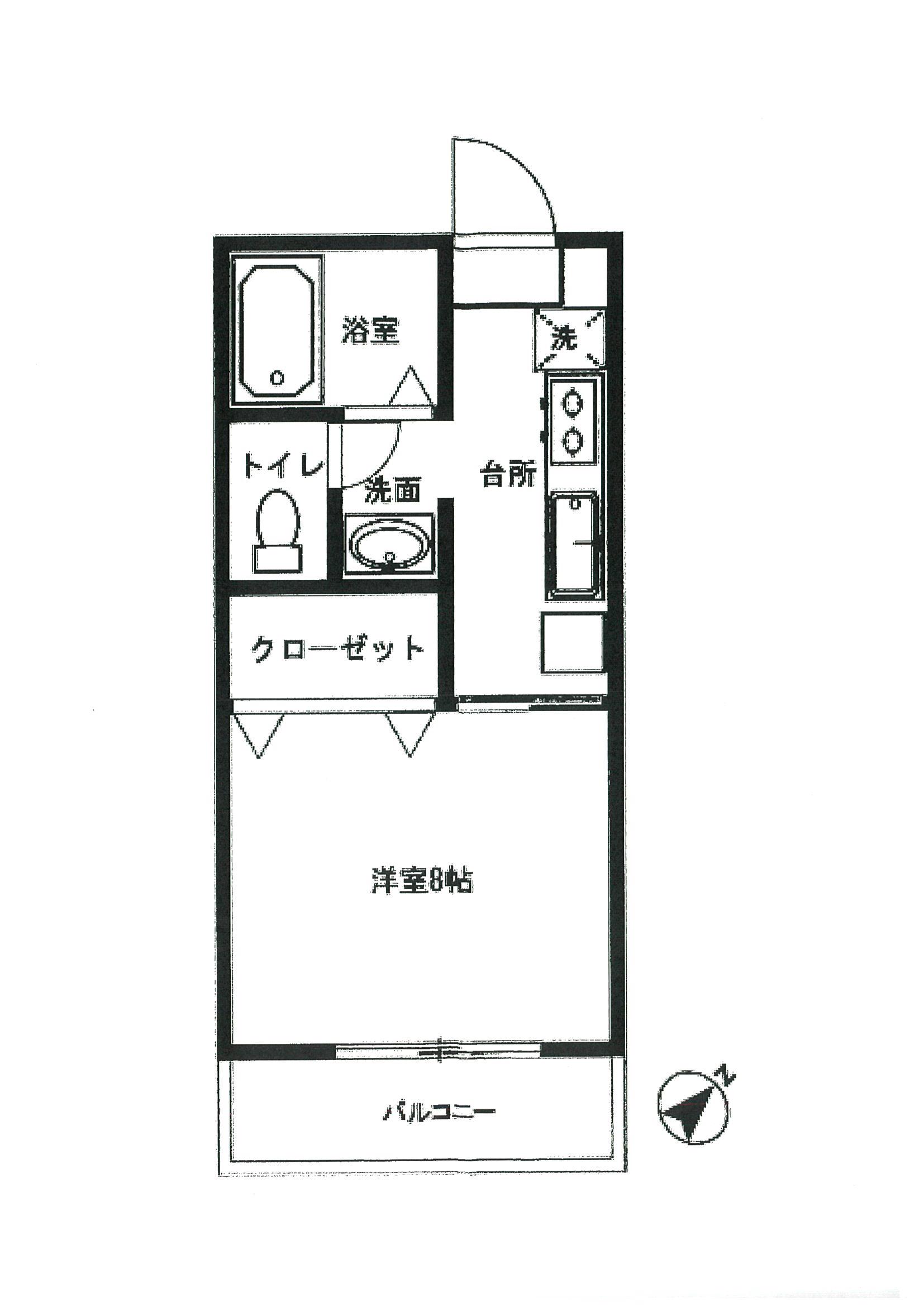 剣英館II(1K/1階)の間取り写真