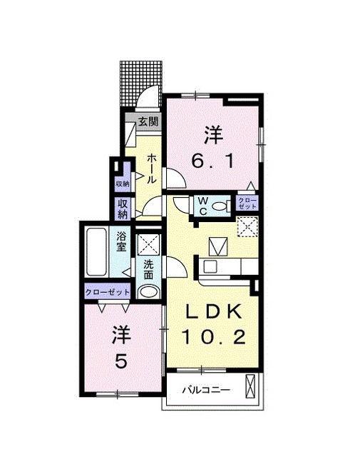 CREST//VILLA I(2LDK/1階)の間取り写真