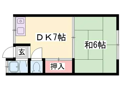竹の荘(1DK/1階)の間取り写真
